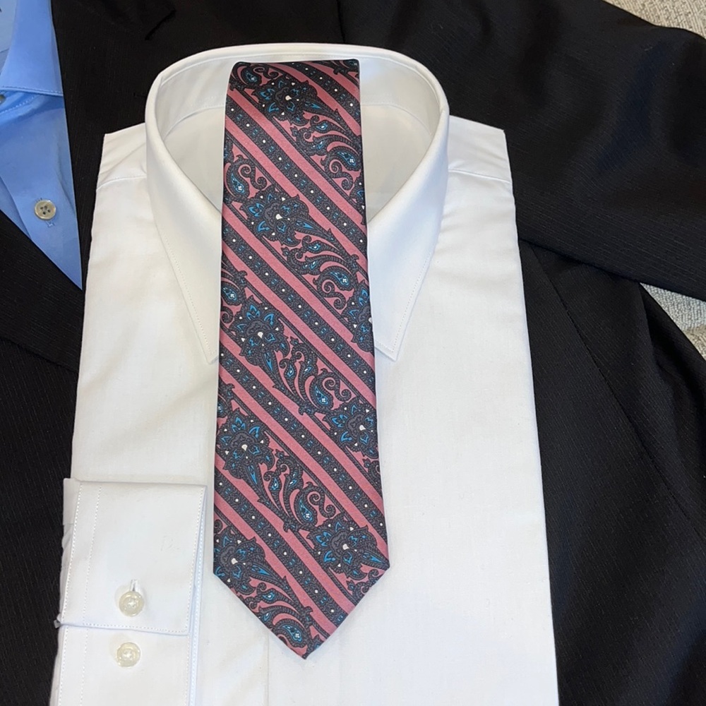 M/M Christian Dior paisley classic design, really pops on a blue shirt